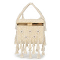 Ivory Pearl Tassel Handcrafted Box Clutch Bag