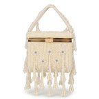 Ivory Pearl Tassel Handcrafted Box Clutch Bag