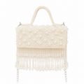 Luxury Pearl Fringe Hand Embroidered Box Clutch Bag
