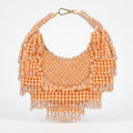 Peach Pearl & Crystal Hand Embroidered Evening Bag