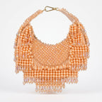 Peach Pearl & Crystal Hand Embroidered Evening Bag