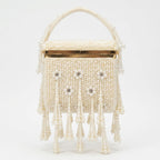 Ivory Pearl Tassel Handcrafted Box Clutch Bag