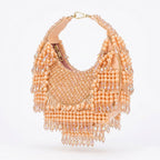 Peach Pearl & Crystal Hand Embroidered Evening Bag
