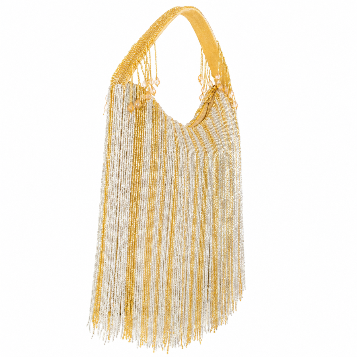 Women's Handmade Gold Silver Beaded Evening Purse/Handbag