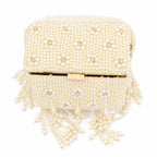 Ivory Pearl Tassel Handcrafted Box Clutch Bag