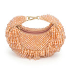 Peach Pearl & Crystal Hand Embroidered Evening Bag