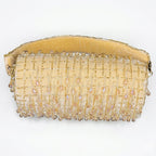 Women’s Golden Velvet Handbag with Beaded Tassel Fringe