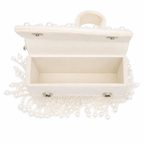 Luxury Pearl Fringe Hand Embroidered Box Clutch Bag