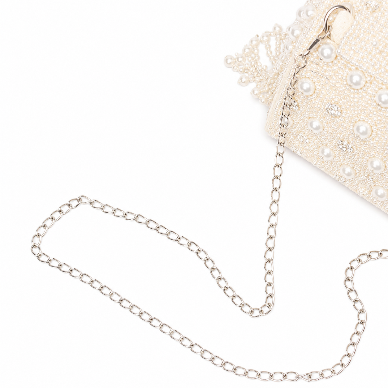 Luxury Pearl Fringe Hand Embroidered Box Clutch Bag