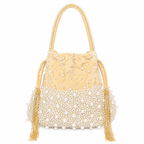 Luxury Pearl Embellished Potli Bag with Beaded Tassels